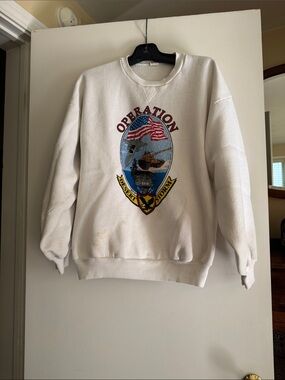 White 'Operation Desert Storm' Graphic Crewneck Sweatshirt - Men Size XL